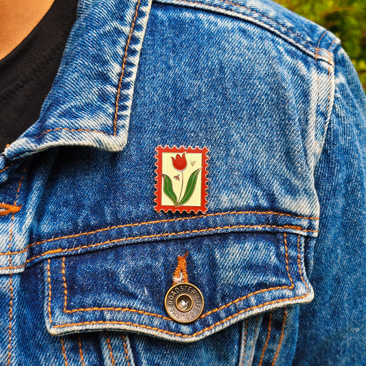 Tulip Stamp Enamel Pin | Cottage Critters
