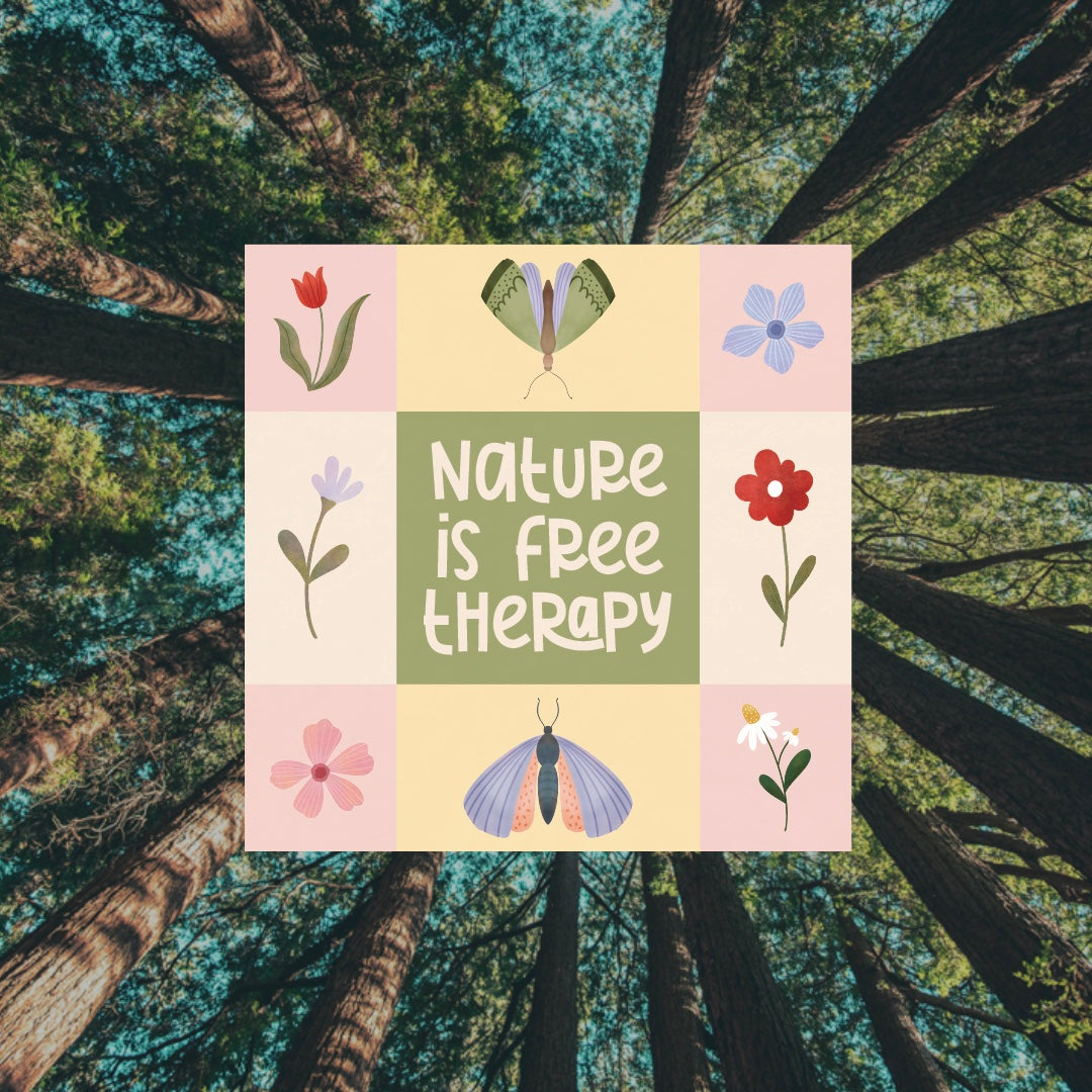 Cottage Critters Sticker - Nature is Free Therapy | Illustrated Vinyl Sticker | Minuku Studio