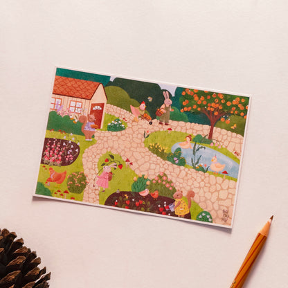 Cottage Critters Postcard