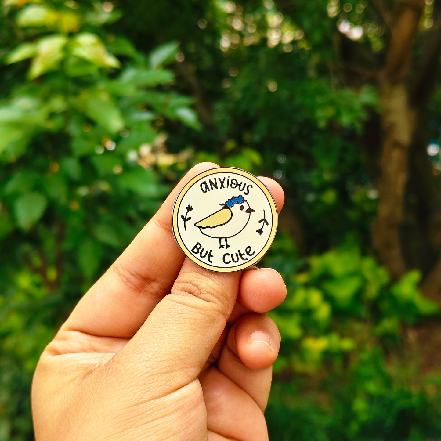 Anxious but Cute Bird Enamel Pin | Cottage Critters