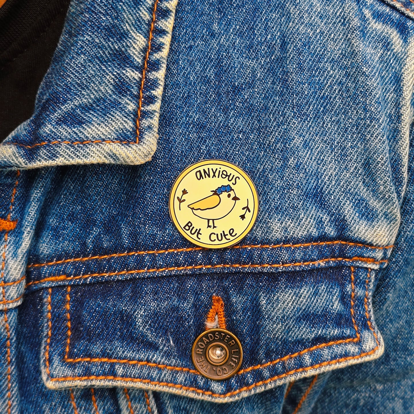 Anxious but Cute Bird Enamel Pin | Cottage Critters