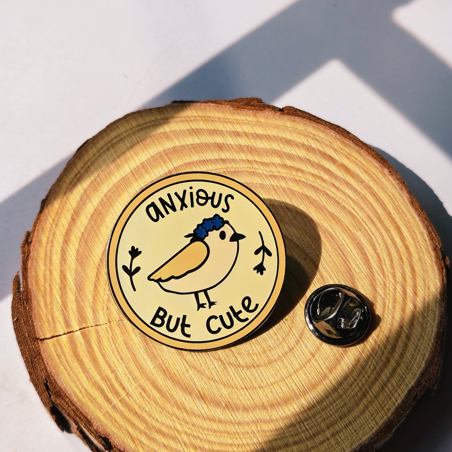 Anxious but Cute Bird Enamel Pin | Cottage Critters