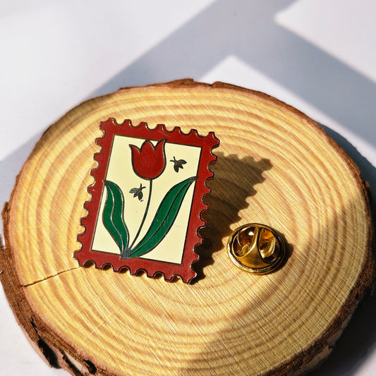 Tulip Stamp Enamel Pin | Cottage Critters