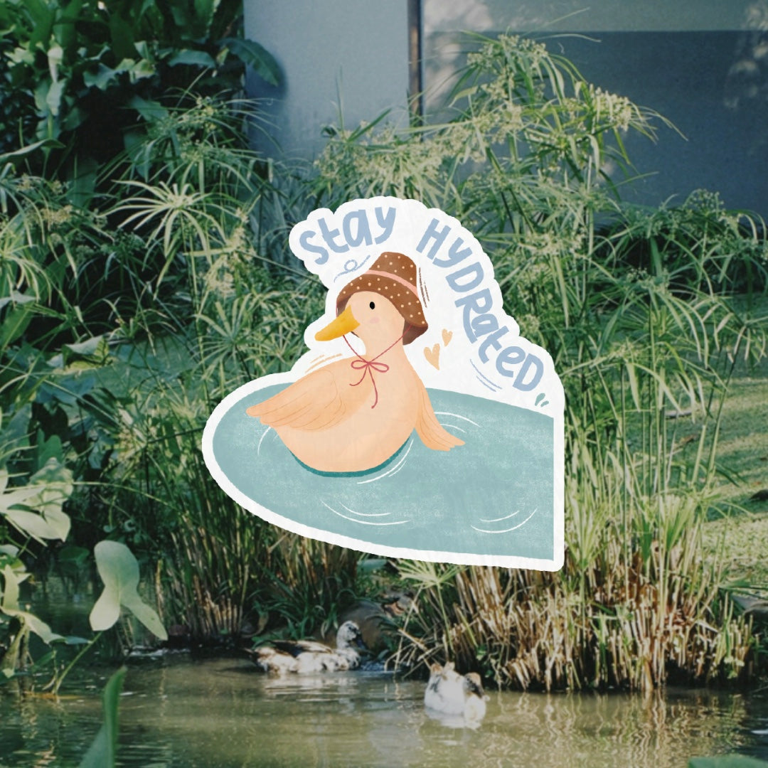 Cottage Critters Sticker - Stay Hydrated | Illustrated Vinyl Sticker | Minuku Studio