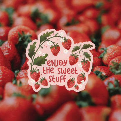 Cottage Critters Sticker - Enjoy the Sweet Stuff | Illustrated Vinyl Sticker | Minuku Studio

