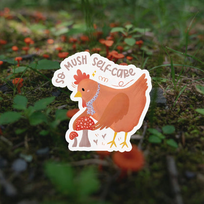 Cottage Critters Sticker - So Mush Self-Care | Illustrated Vinyl Sticker | Minuku Studio
