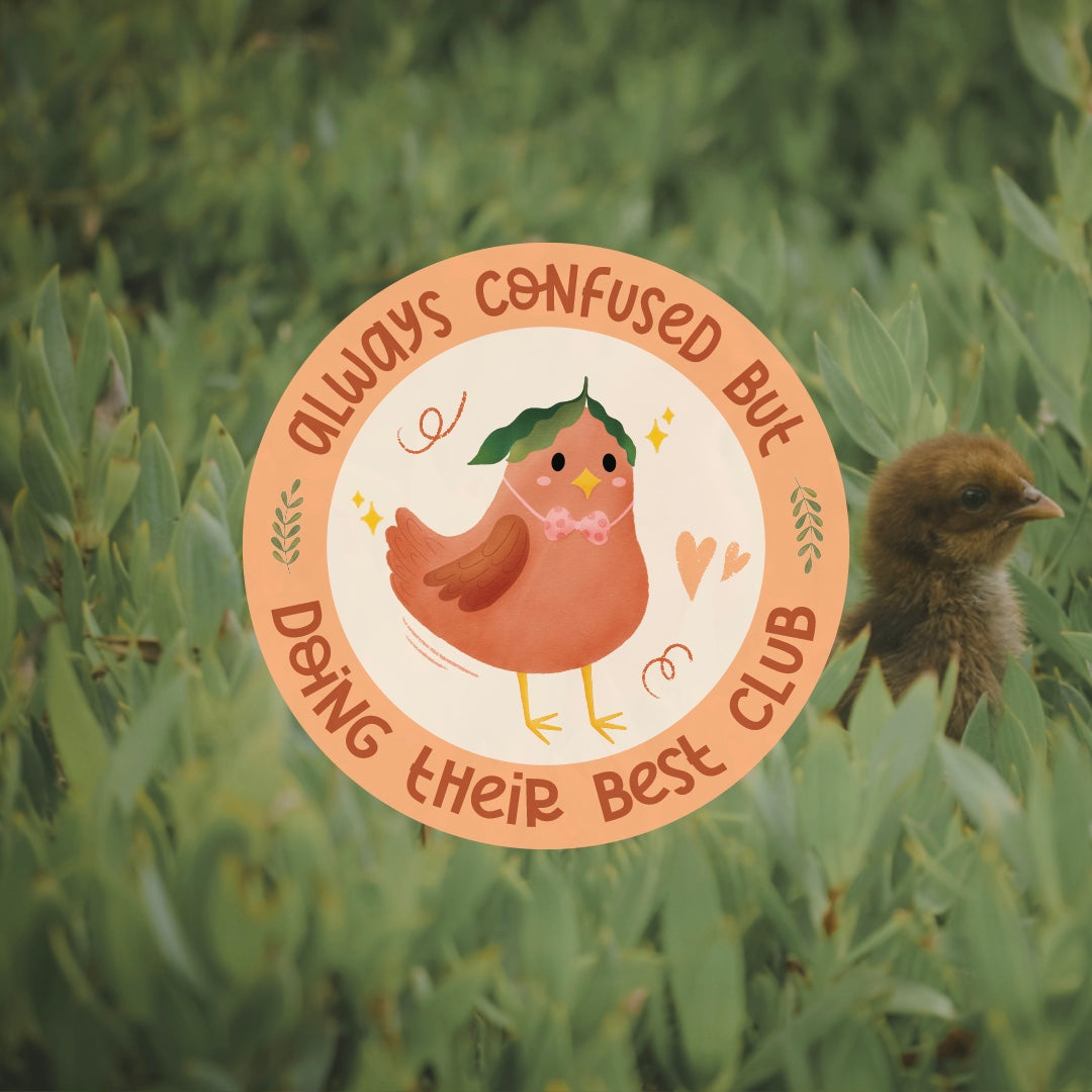 Cottage Critters Sticker - Always Confused But Doing Their Best Club | Illustrated Vinyl Sticker | Minuku Studio
