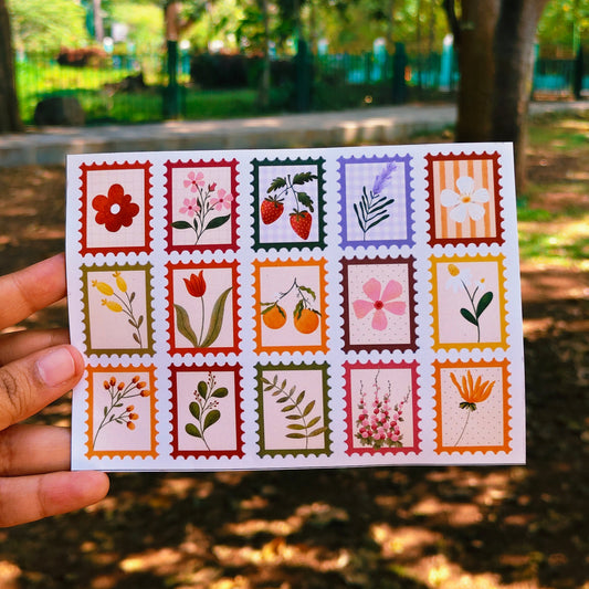 Botanical Stamp Sticker Sheet | Cottage Critters